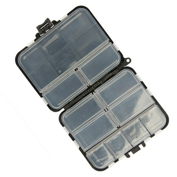 OUNONA 2Pcs Double Layer Black Plastic Tackle Box for Fishing with Transparent Lid and Compact Folding Design