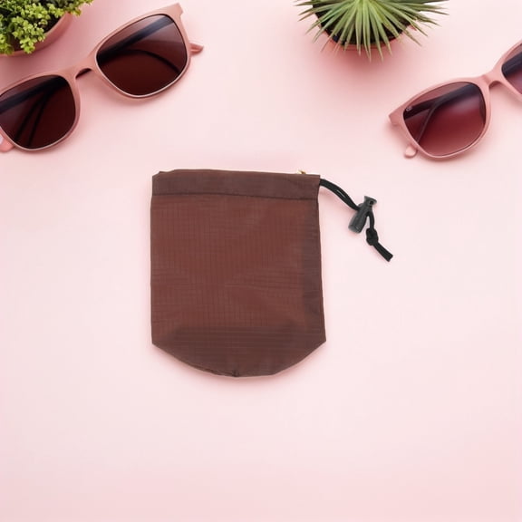 OUNONA 2Pcs Drawstring Raincoat Carrying Bags Brown for Hiking Camping with Water Resistant Material