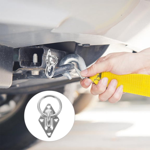 OUNONA 2Pcs Durable Stainless Steel Hitching Rings for Truck Trailer Tie Downs and Mounting