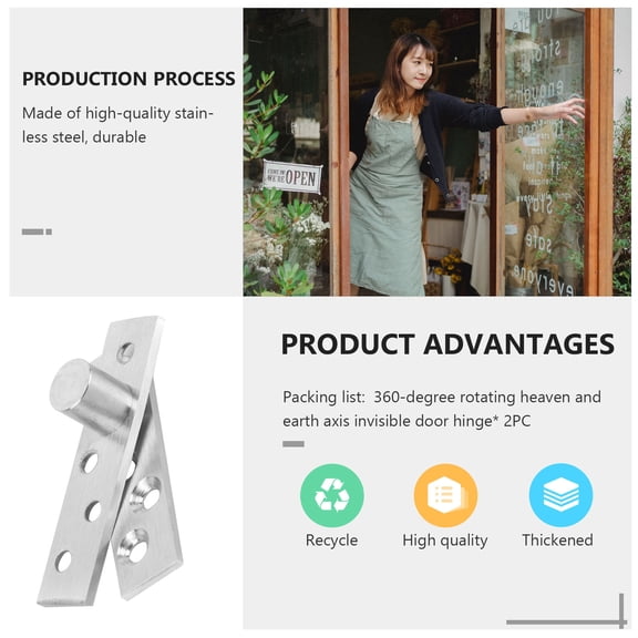 OUNONA 2Pcs Easy Install Stainless Steel Hidden Door Hinge with 360 Degree Rotation for Cabinet Doors