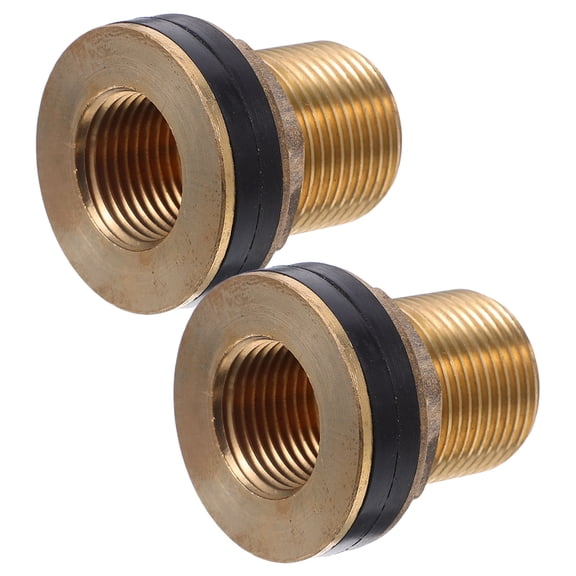 OUNONA Copper Threaded Tank Fitting, Golden, Male to Female, for Replacement, 2Pcs