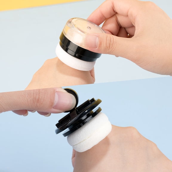 OUNONA 2Pcs Empty Black Loose Powder Container with Airtight Seal and Built in Puff
