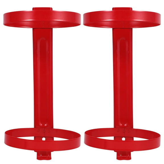 OUNONA 2Pcs Red Fire Extinguisher Mount Wall Bracket for Secure Storage with Double Ring Design