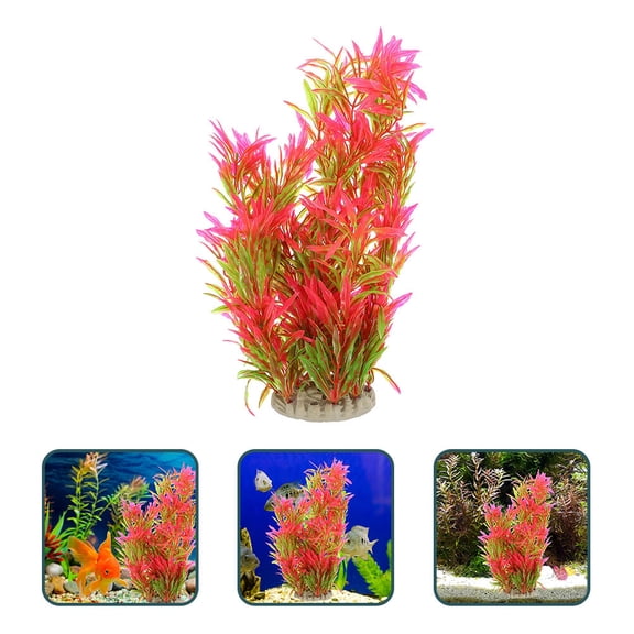 WEAVILUX Aquarium Decor Plants Pet Play Area Orange Realistic Design 2Pcs