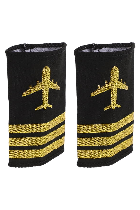 2Pcs Flight Attendant Uniform Epaulets Cloth Badge for Costume and Airline Roleplay