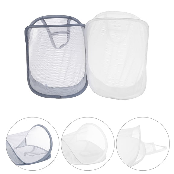 OUNONA Foldable Mesh Hamper Ventilated Design for Compact Storage 2Pcs