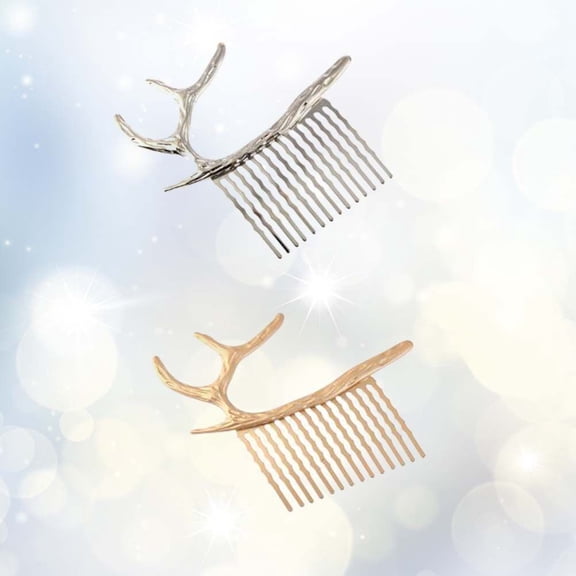 OUNONA 2Pcs Lady Christmas Comb Headdress Alloy Material Assorted Colors Festive Hair Accessories