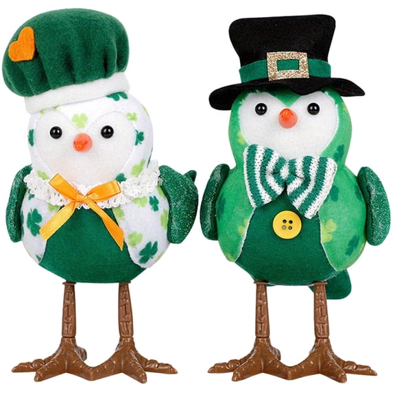 OUNONA 2Pcs Glow in The Dark Bird Figurine St Patricks Day Table Ornament Assorted Colors