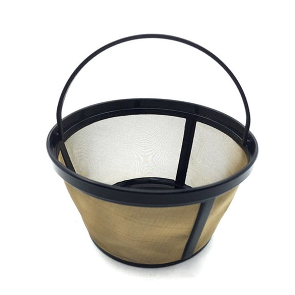 OUNONA 2Pcs Reusable Golden Coffee Filter Mesh Basket Cone Shape for Home Use