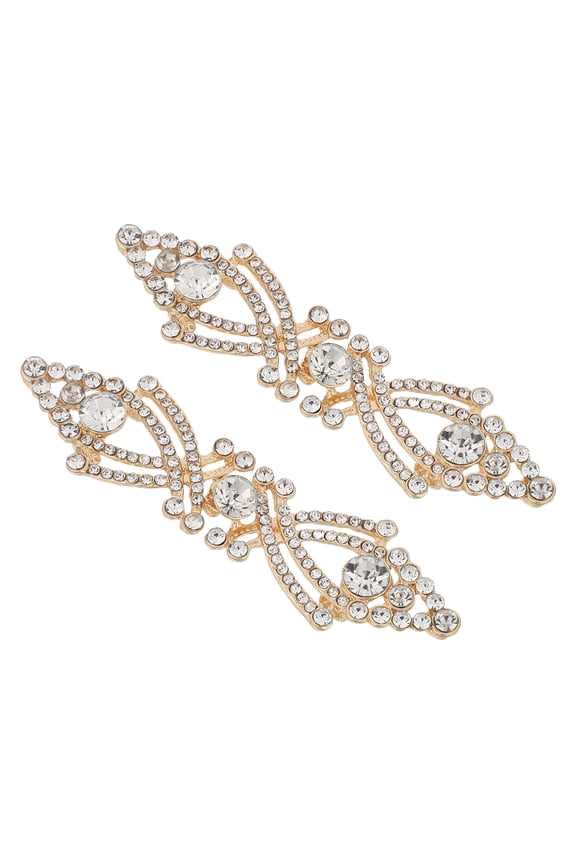 2Pcs Metal Sweater Clips Golden Rhinestone Fastener Pins for Cloaks Cardigans and Shawls