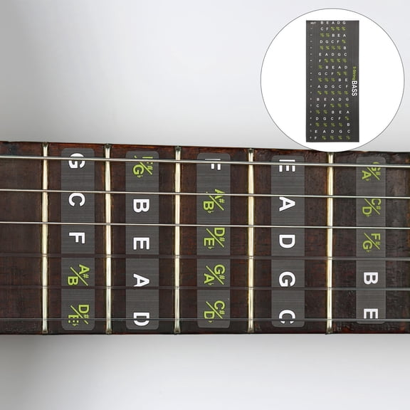 OUNONA 2Pcs Guitar Scale Stickers Safe Reusable Note Decals for Folk and Electric Guitar