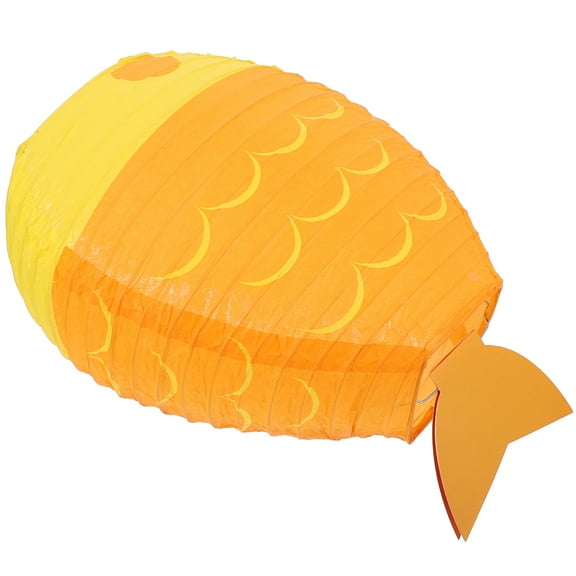 OUNONA Yellow Fish Shaped Paper Lanterns for Kids Play and with Bamboo Frame 2 Pieces