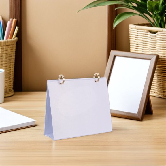 OUNONA 2Pcs Handmade White Desk Calendar Base with Binder Rings for Monthly Planner 2026