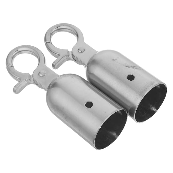 OUNONA 2Pcs Metal Rope Hook End Caps Snap Fastener Cord Lock Stoppers for Stable Barrier Installation