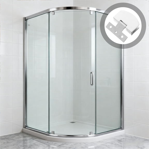 OUNONA 2Pcs Silver Glass Panel Hinges Durable Support for Frameless Shower and Cabinet Doors