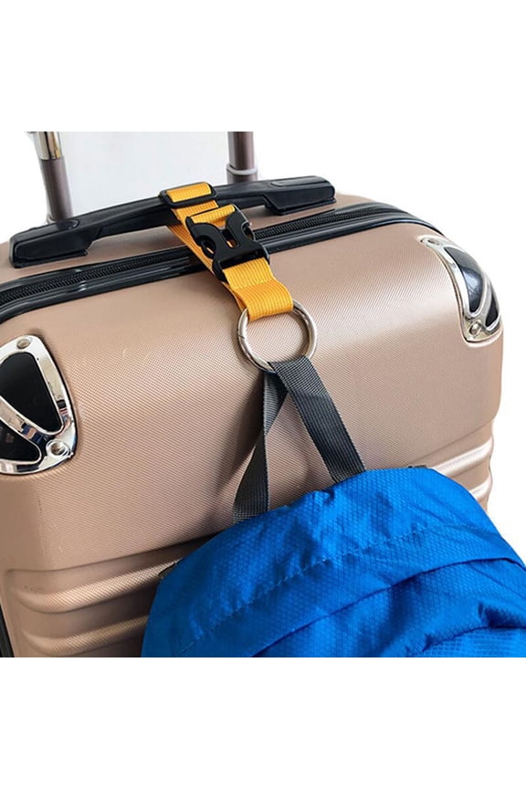 2Pcs Heavy Duty Yellow Luggage Belt with Metal Buckle and Double Layer Webbing for Travel Fixing Use