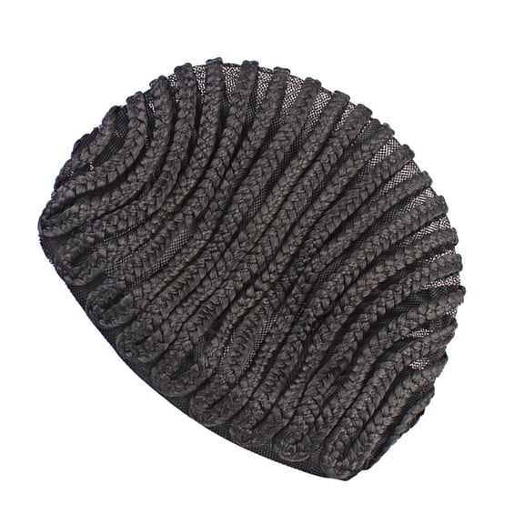 OUNONA 2pcs Cornrow Braids Crochet Wig Cap Domestic Silk Black Comfortable Wearing for Women