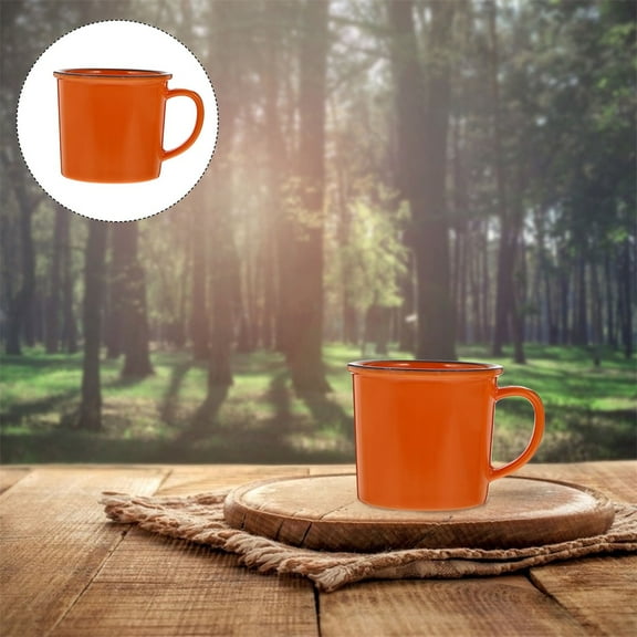 OUNONA Vintage Imitation Enamel Tea Cup Orange High Grade Material 2Pcs