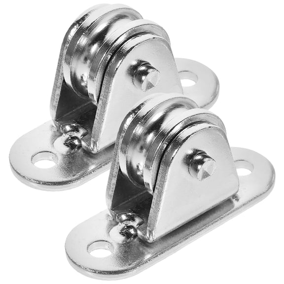 OUNONA 2-Pack Industrial Plated Rope Pulley Wheels with Bearings for Heavy Duty Ceiling Mount Applications