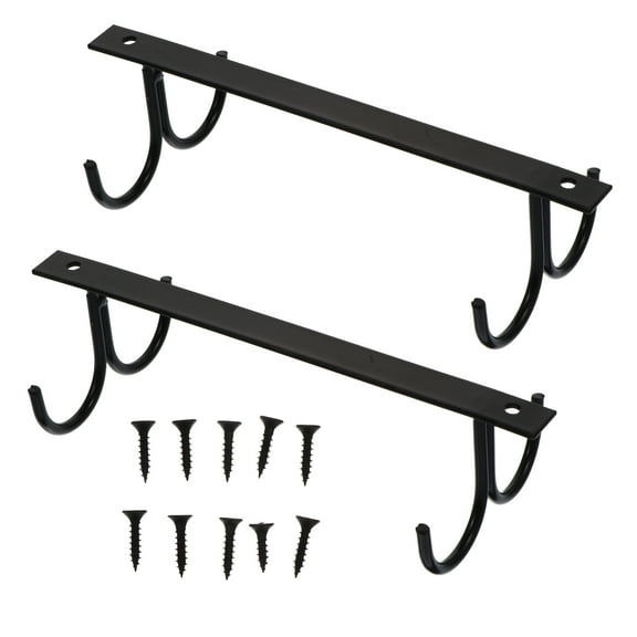 OUNONA 2Pcs Black Hanging Cup Hooks with Screws Iron Hook Racks for Organized Home Storage