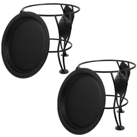 OUNONA 2Pcs Iron Metal Plant Stand Flowerpot Rack Black Durable Indoor Outdoor Plant Holder