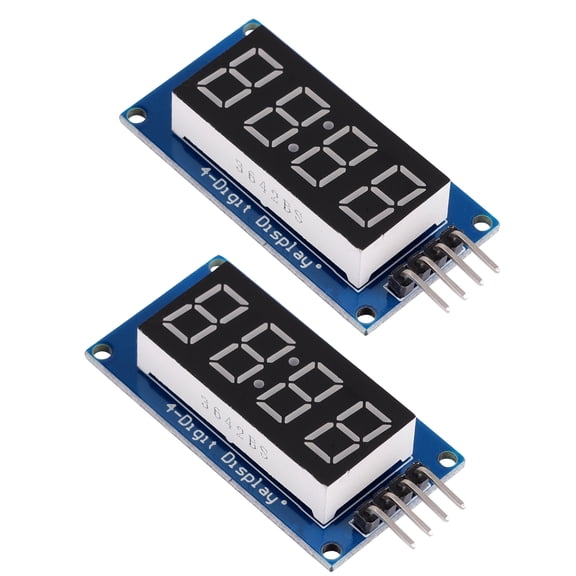 OUNONA 2-Pack 4-Digit Red LED Segment Display Module with Common Anode Chip for Clock and Electronic Projects