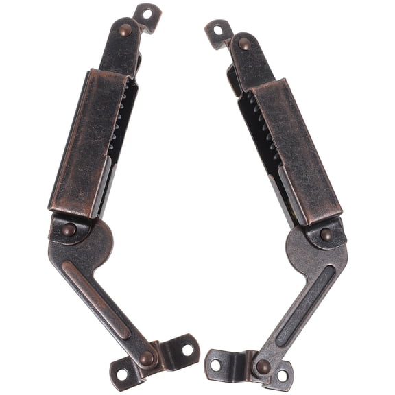 OUNONA 2-Pack Heavy Duty Dark Brown Iron Lid Spring Hinges for Wood Boxes, Hardware for Homeowners