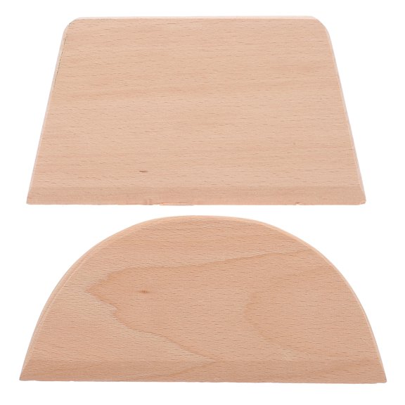 OUNONA Set of 2 Light Brown Wooden Dough Cutters for Kitchen Use, Thick Design, Smooth and Easy Handling