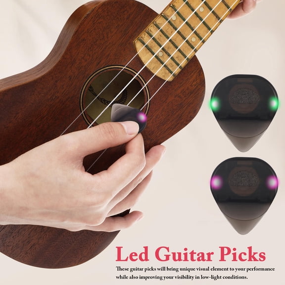 OUNONA 2Pcs Light Up Guitar Picks with LED Lights for Electric Acoustic Ukulele Guitar Accessories