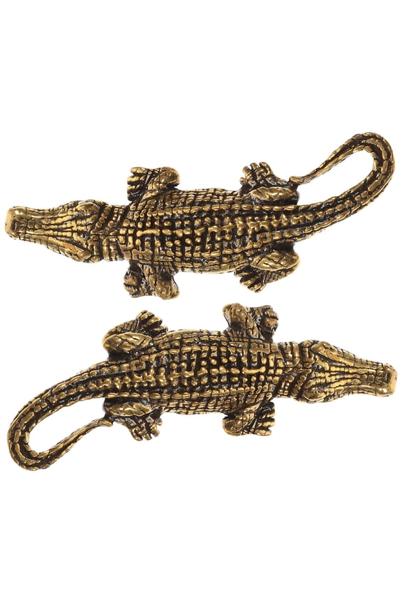 2-Pack Lightweight Brass Alligator Keychains, Perfect Bag Charms or Jewelry Accessories
