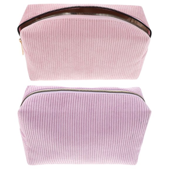 OUNONA Corduroy Travel Makeup Bag Assorted Color Portable Organizer 2Pcs