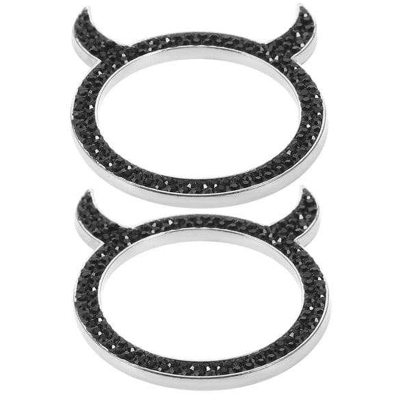 OUNONA 2Pcs Lightweight Push to Start Button Cover Black Alloy with Easy Installation for Cars