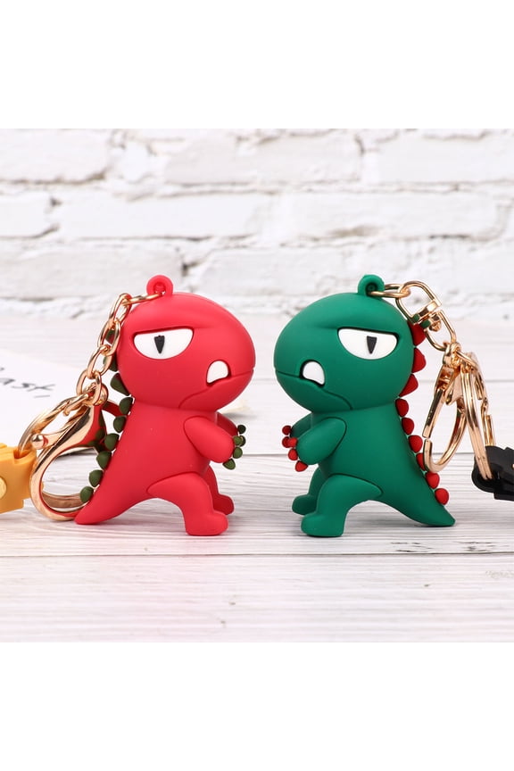2Pcs Lightweight Red Dinosaur Key Chain with Metal and PVC for Key and Bag Use