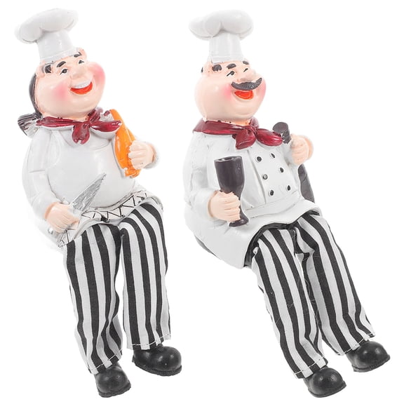 OUNONA 2Pcs Lightweight Resin Chef Figurines Rural Style Decorative Sculptures