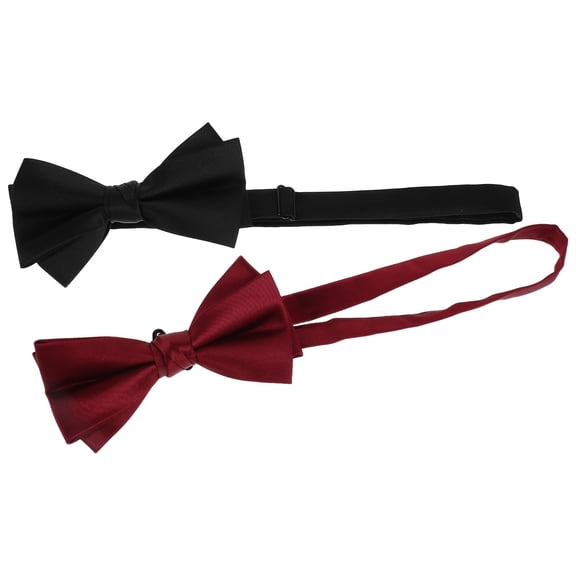 OUNONA 2-Pack Men's Adjustable Pre-Tied Bow Ties Black and Red Formal Tuxedo Neckwear for Weddings and Parties
