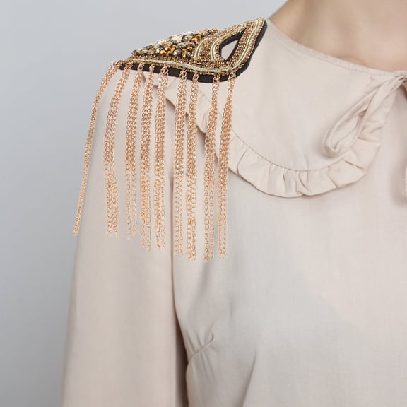OUNONA 2Pcs Golden Metal Tassel Shoulder Epaulettes Punk Style Suit Jacket Accessories