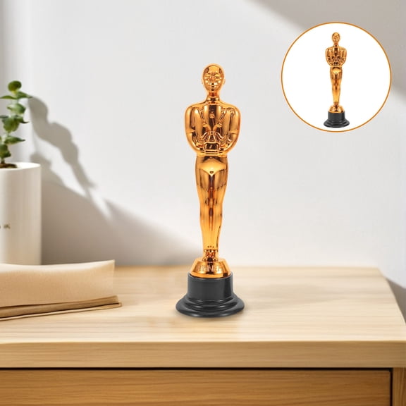 OUNONA 2Pcs Mini Champion Trophy Orange Plastic Decorative Prop For Kids Celebrations And Sports Events