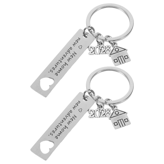 OUNONA 2-Pack Plated Stainless Steel Key for House Keys, Modern Home Keychain 2026