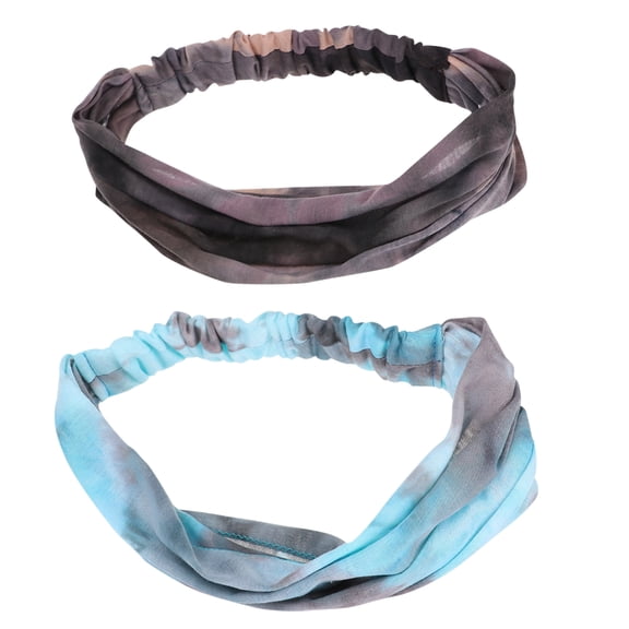 OUNONA 2Pcs Multi Color Pure Color Binding Headband with Buttons for Mask Stretchy Fitness Headscarf