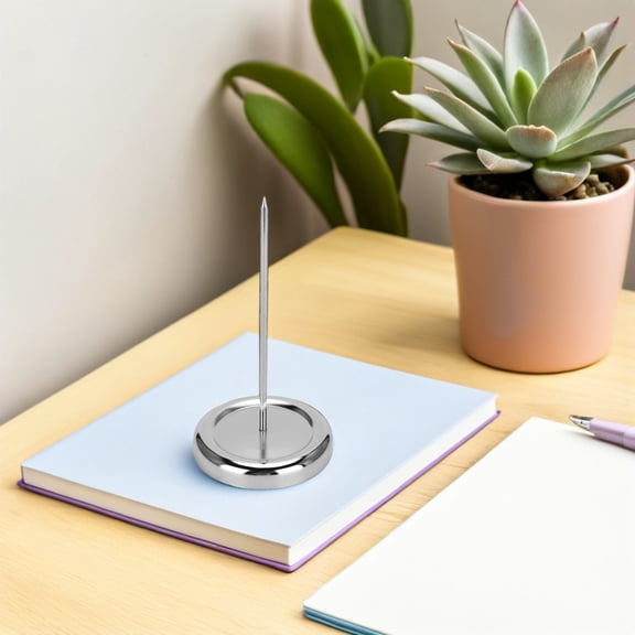 OUNONA 2Pcs Restaurant Receipt Spike Stick Stainless Steel with Stable Base for Tabletop Use