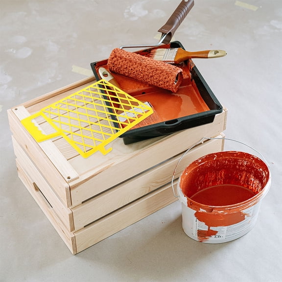 OUNONA 2-Pack Yellow Plastic Paint Tray Grids with Liner for Tool Organization and Painting Projects