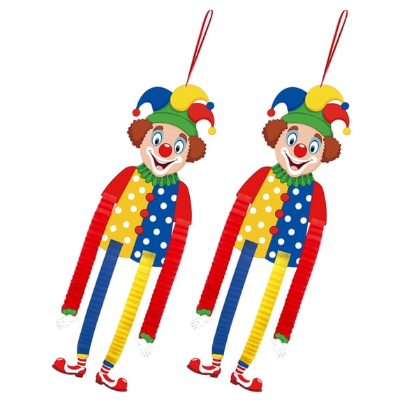 OUNONA 2Pcs Paper Clown Carnival Decorations Hanging Decor for Circus Theme Party Supplies in Assorted Colors