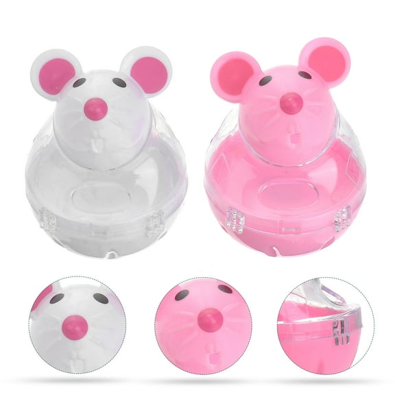 OUNONA 2Pcs Plastic Cat Supplies Rolling Feeder with Artificial Mouse Shape