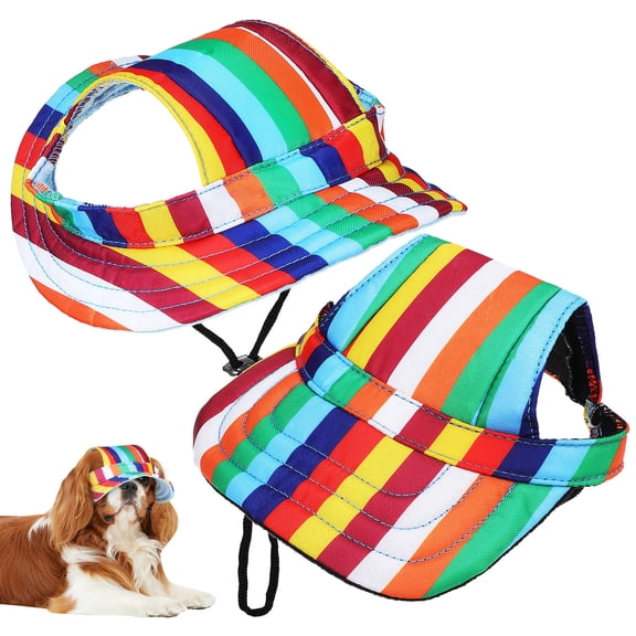 OUNONA Multi Oxford Cloth Sports Dog Hats 2Pcs Round Brim Baseball Styles