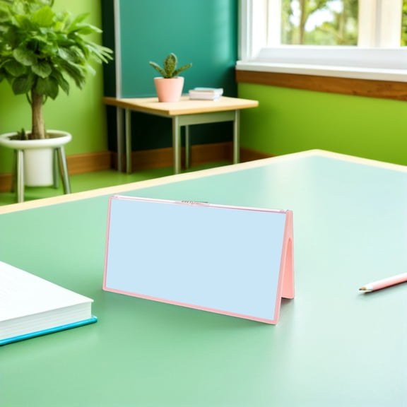 OUNONA 2Pcs Pink Acrylic Name Plates for Desk with Easy to Change Reusable Design for Meetings