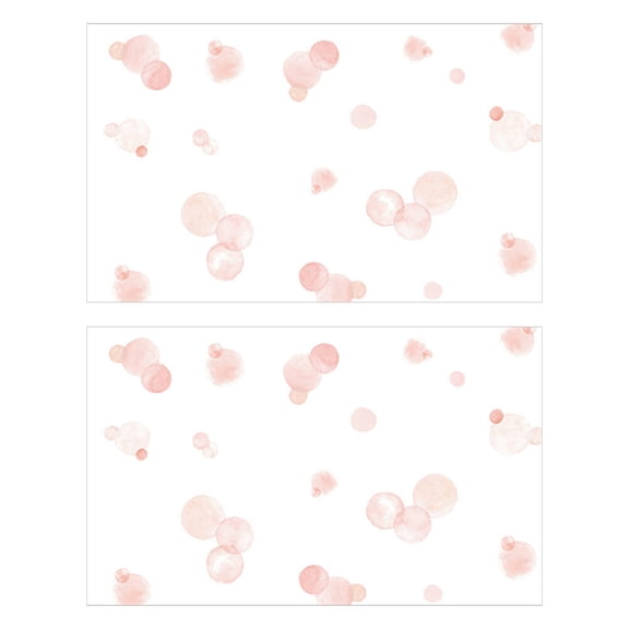 OUNONA 2Pcs Pink Watercolor Polka Dot Wall Sticker PVC Material Removable Room Decoration