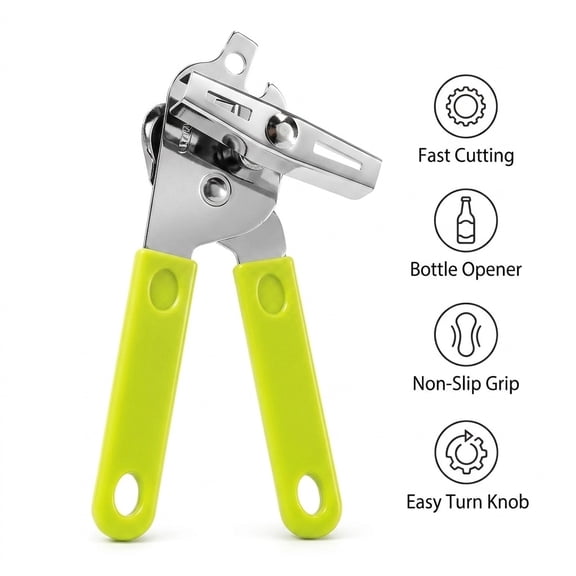OUNONA Compact Metal Can Opener with Anti-Slip Handle for Household and Outdoor Use 2Pcs