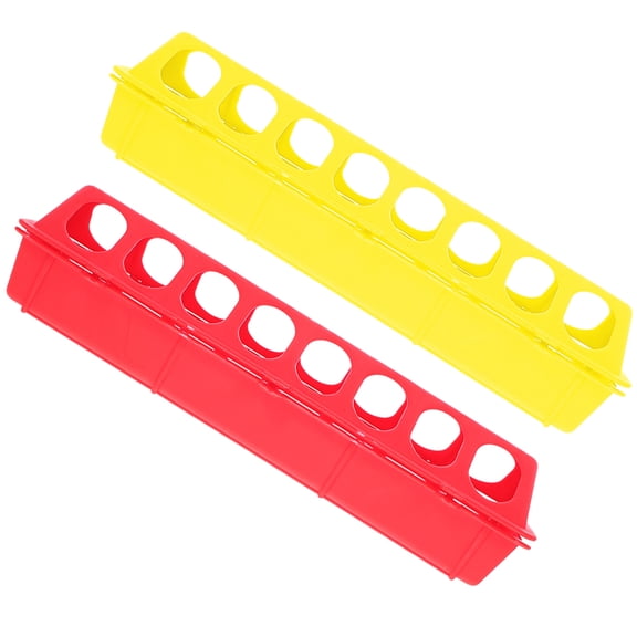 OUNONA 2Pcs Plastic Chicken Feeder Trough with Flip Top for Garden Poultry Feeding Assorted Colors