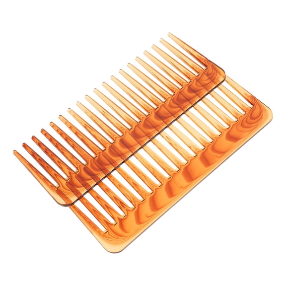 OUNONA 2-Pack Brown Wide Tooth Plastic Hair Combs for Detangling, Styling, and Hair Care
