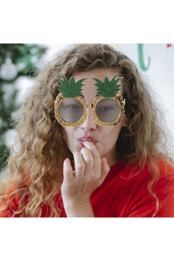 2Pcs Plastic Pineapple Novelty Sunglasses Hawaiian Style Beach Party Photo Frames